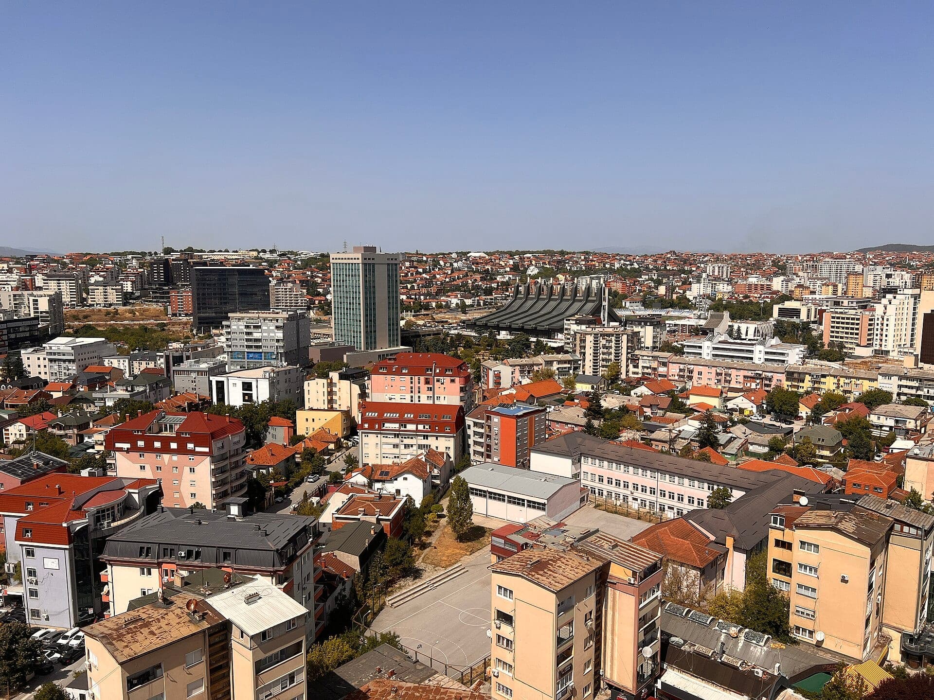 View over the rooftops of central Prishtina
